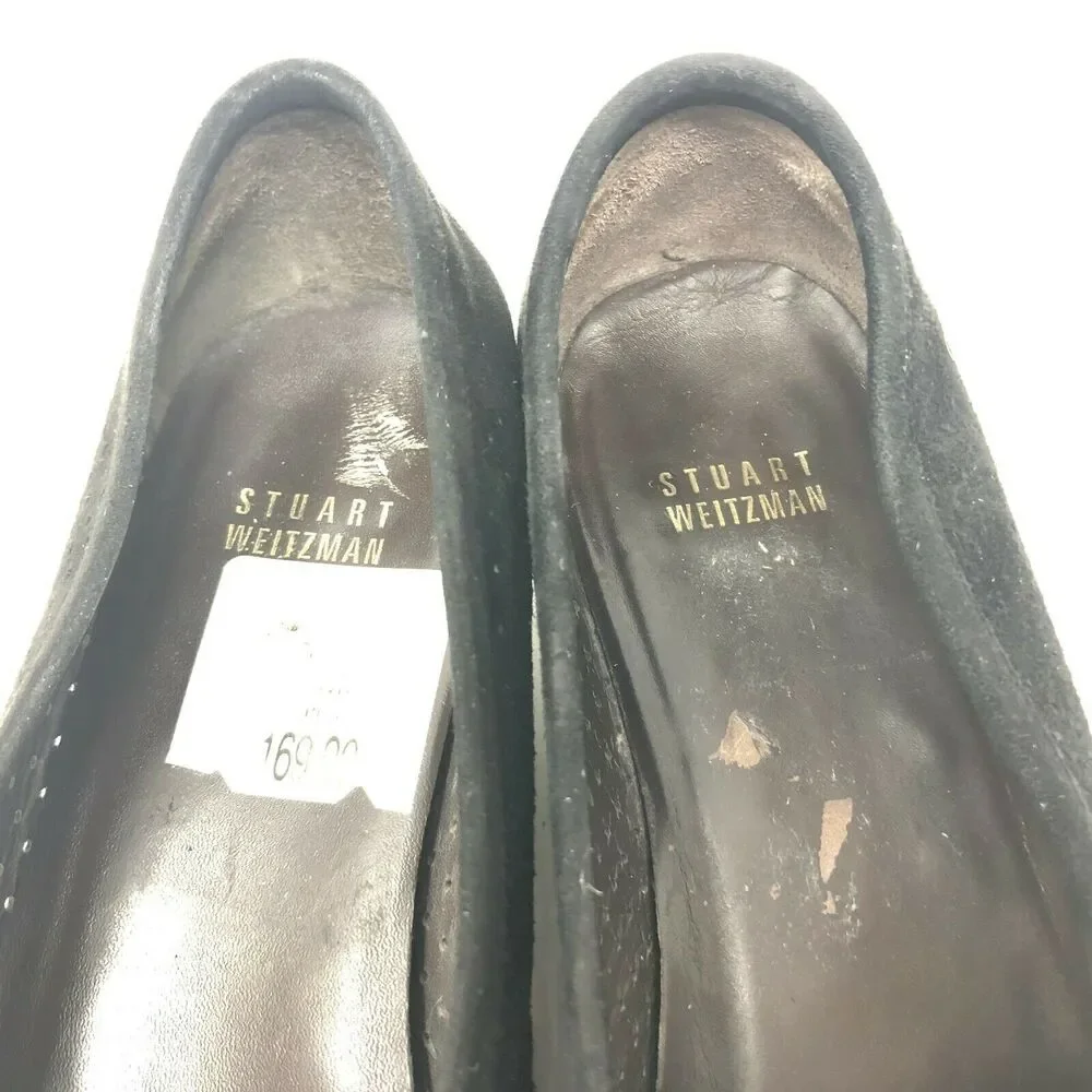 Stuart Weitzman Loafer Women's 9.5‎ Black Suede Crepe Sole Tassel Moc Toe